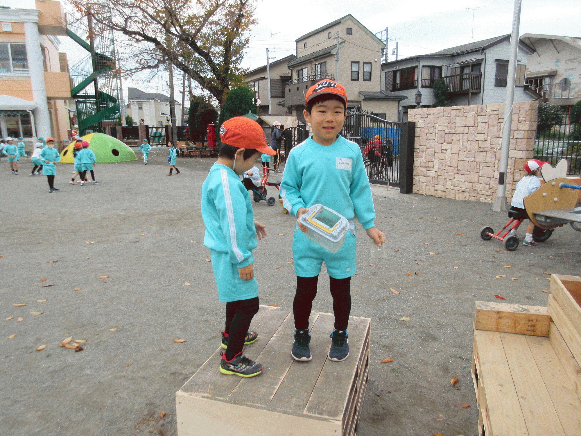 外遊びの様子 学校法人かつみ学園 大和山王幼稚園 木の子保育園